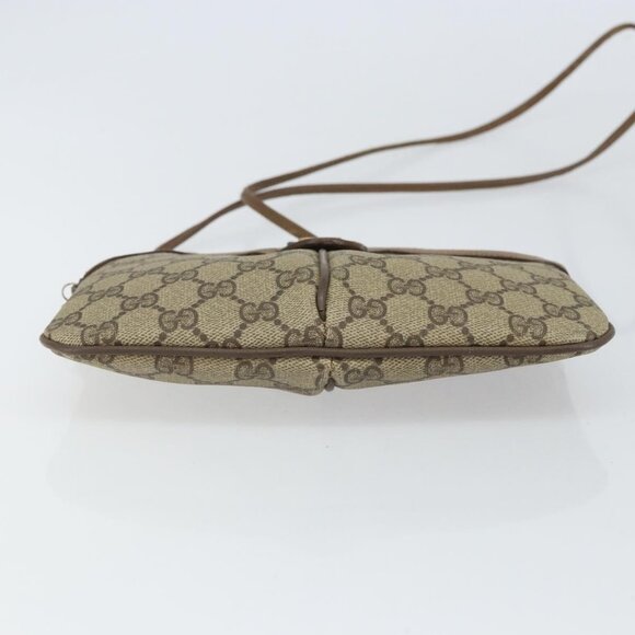 Authentic GUCCI GUCCI GG Supreme Web Sherry Line Bag PVC Beige Gold 98 02 04 - Picture 2 of 16